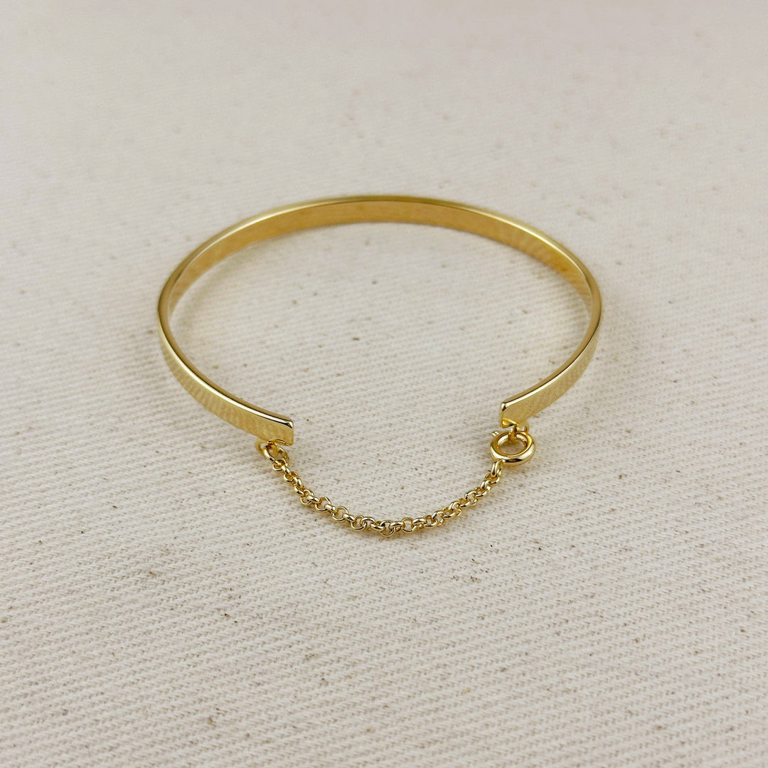 Olivia Flat Bangle With Chain