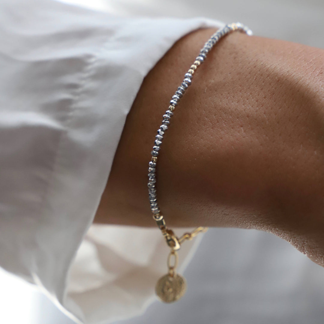 PETITE CRYSTAL BABY BLUE BRACELET - SHINY METALLIC