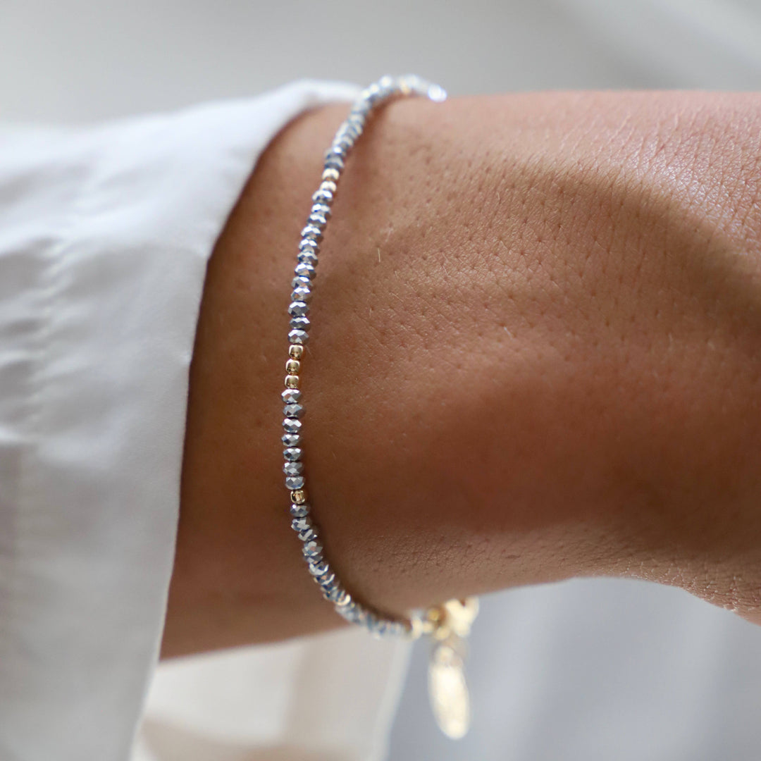 PETITE CRYSTAL BABY BLUE BRACELET - SHINY METALLIC