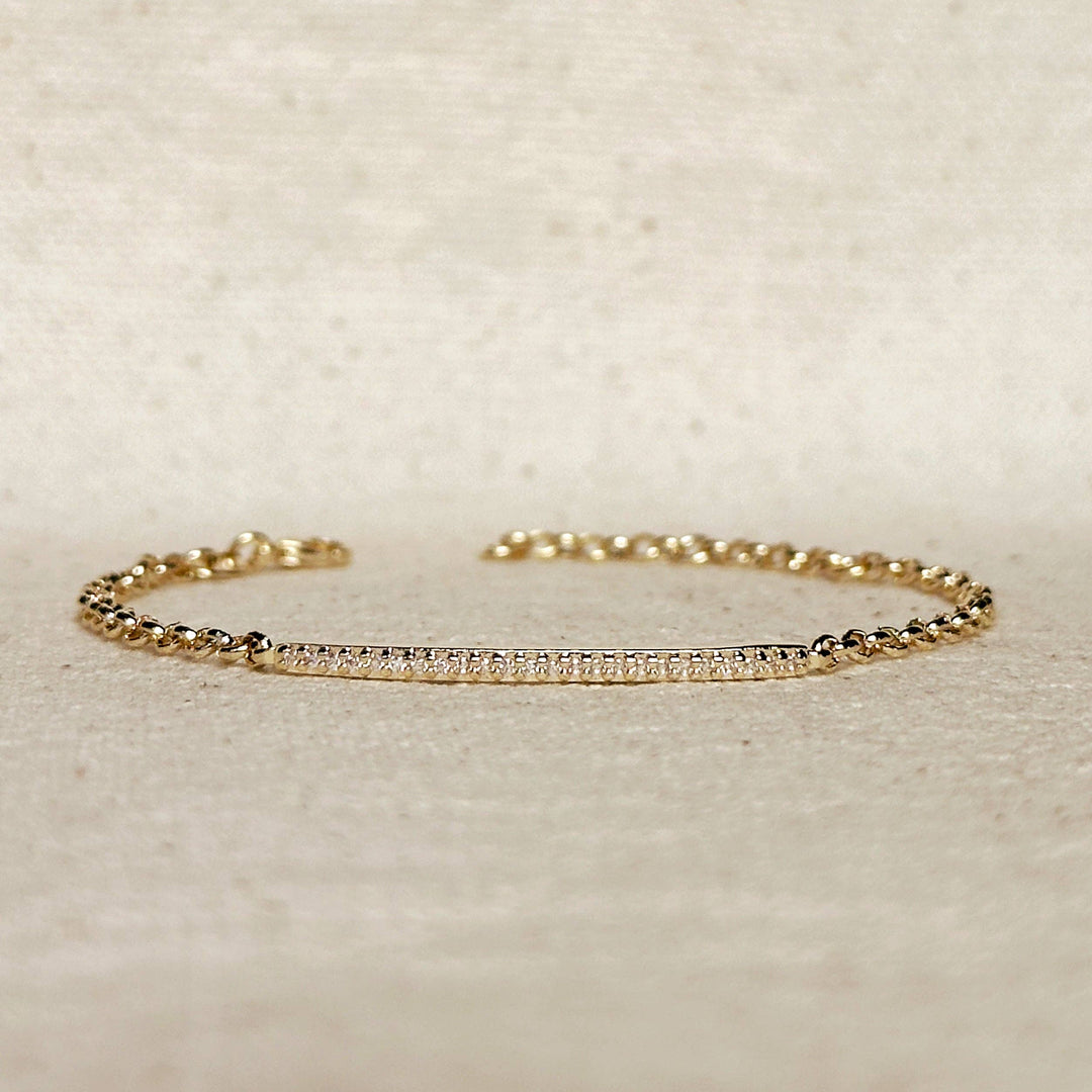 Dainty Gold CZ Diamond Bar bracelet