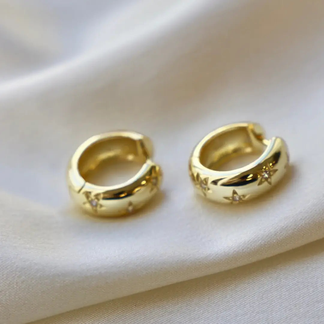 Twilight Star Hoop Earrings Gold