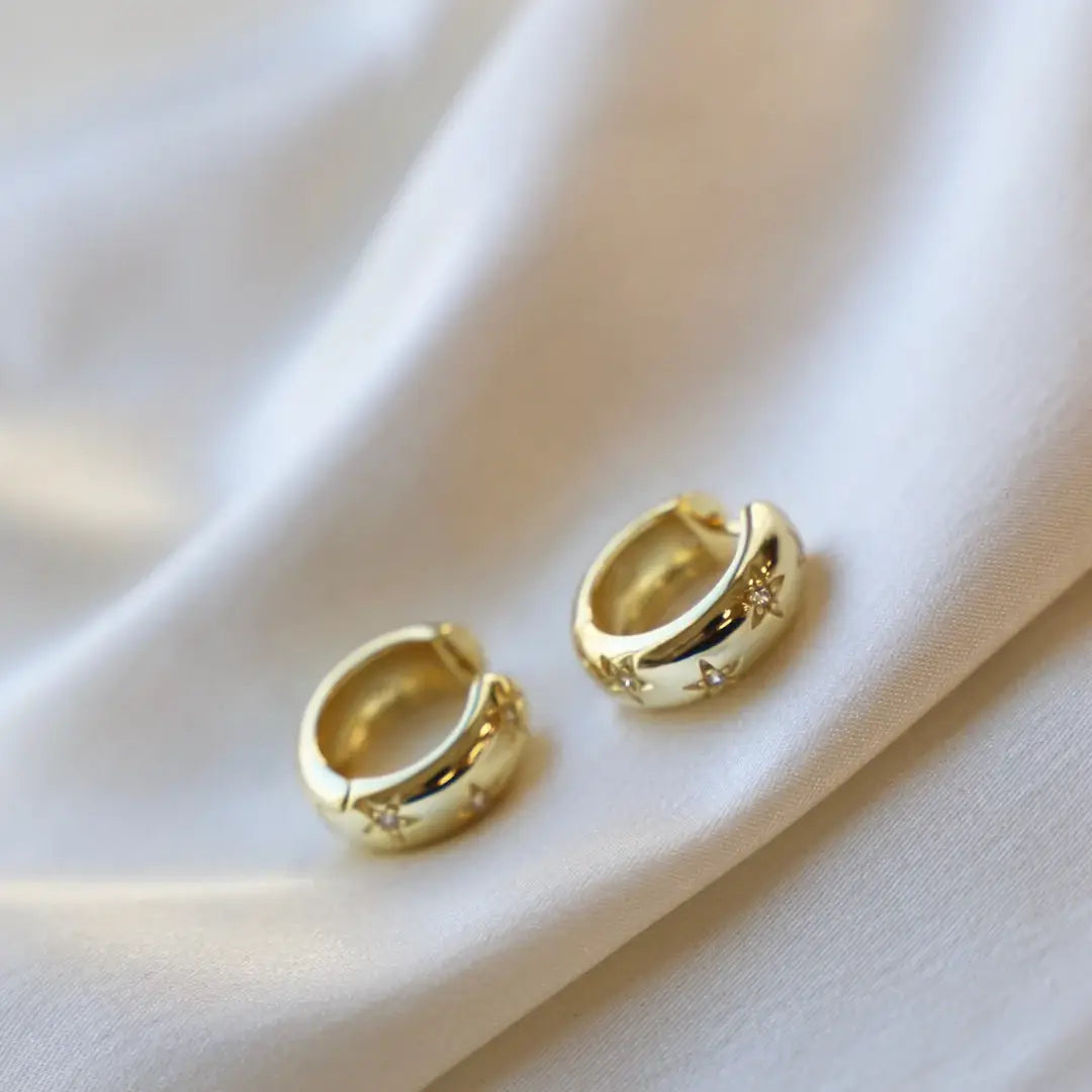 Twilight Star Hoop Earrings Gold