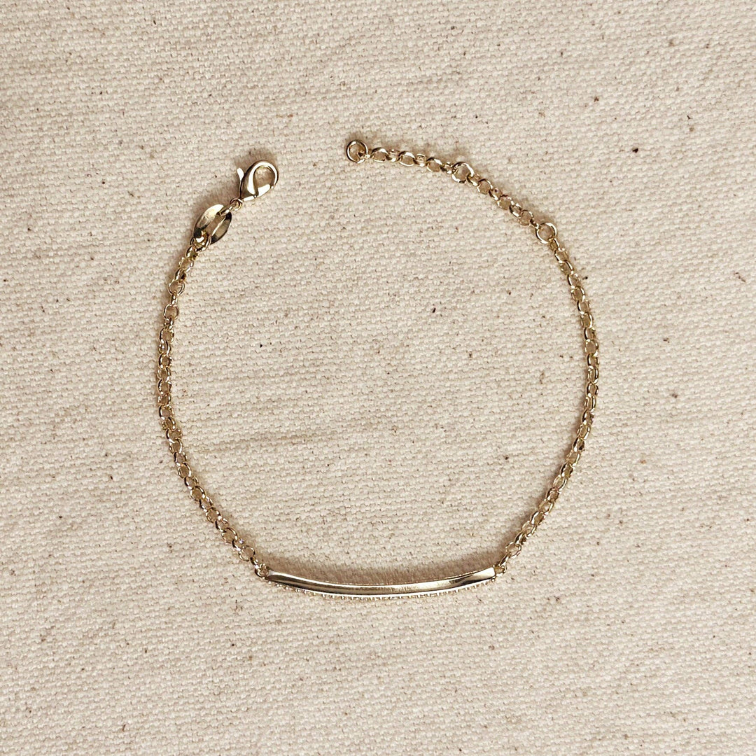 Dainty Gold Cz Bar Bracelet