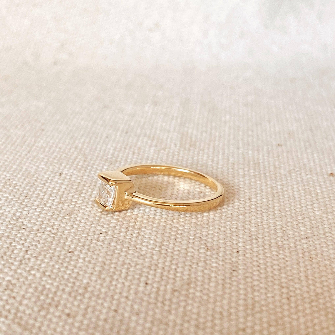 Dainty Square Solitaire Ring