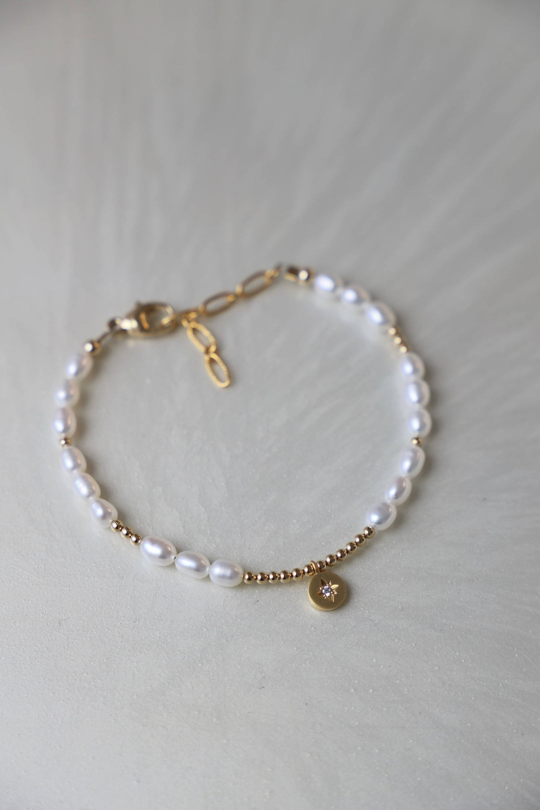 PEARL BEADED STAR MEDALLION BRACELET