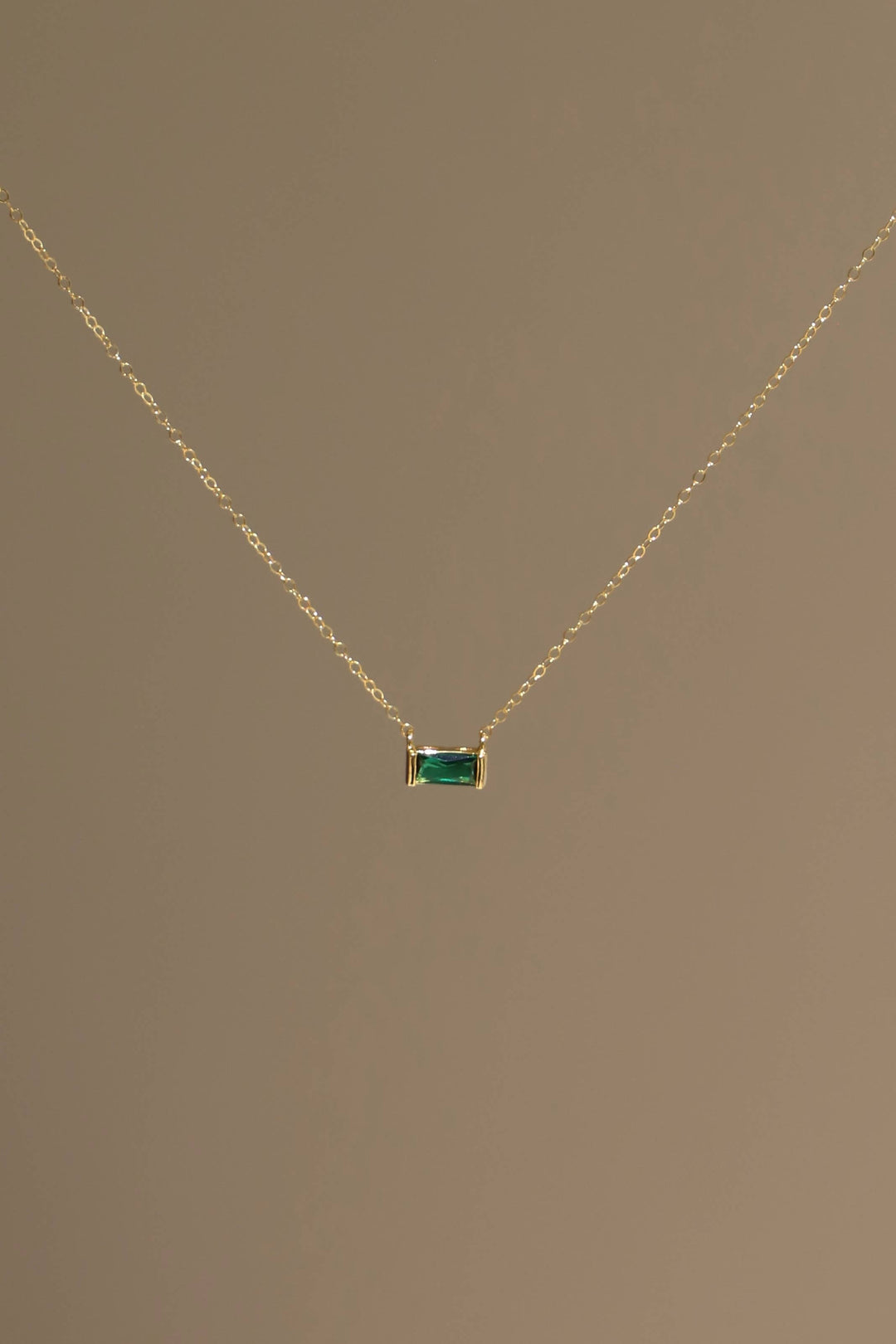 FLOATING EMERALD CZ BAGUETTE NECKLACE