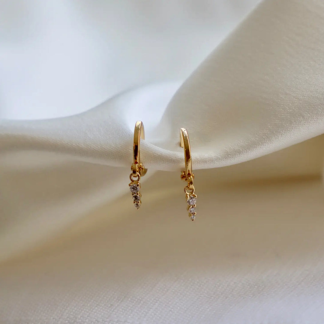 Cz Stack Trio Huggie Earrings