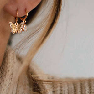 The Lilah Butterfly Earrings Gold CZ