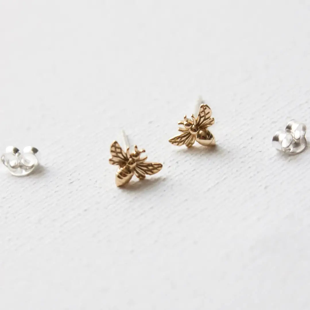 Gold Bee Stud Earrings