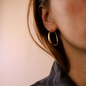 Large Teardrop Gold Hoop Earrings