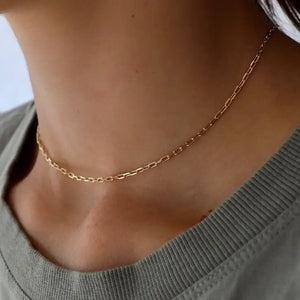 Miniature Paperclip Chain Necklace Gold