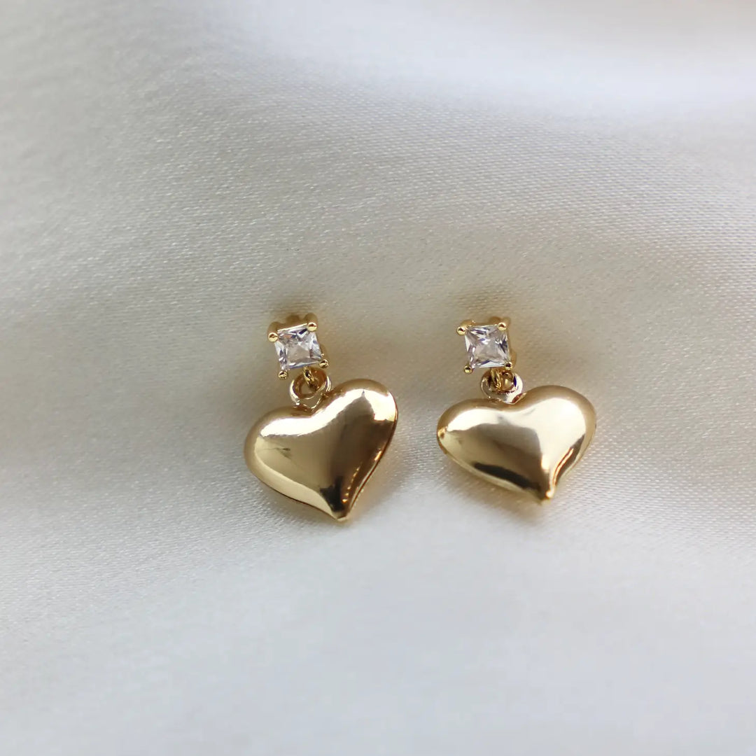 Romantic Puff Heart and Cz Studs