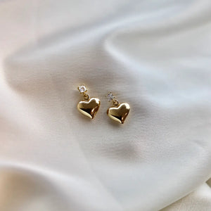 Romantic Puff Heart and Cz Studs