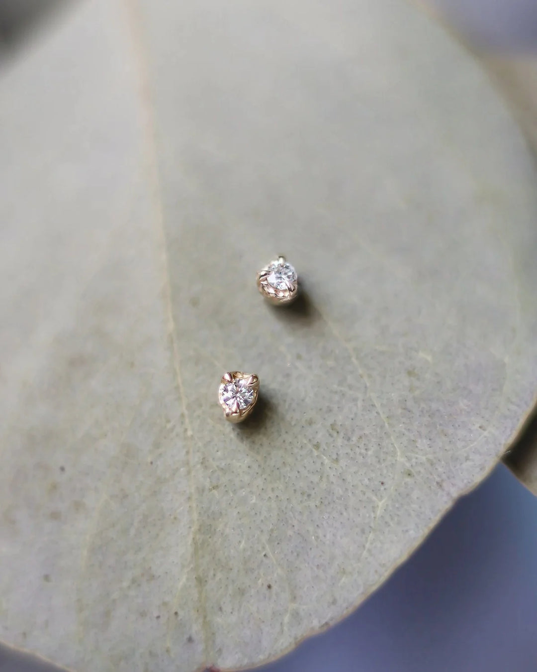 Solid Gold Diamond Earrings Studs