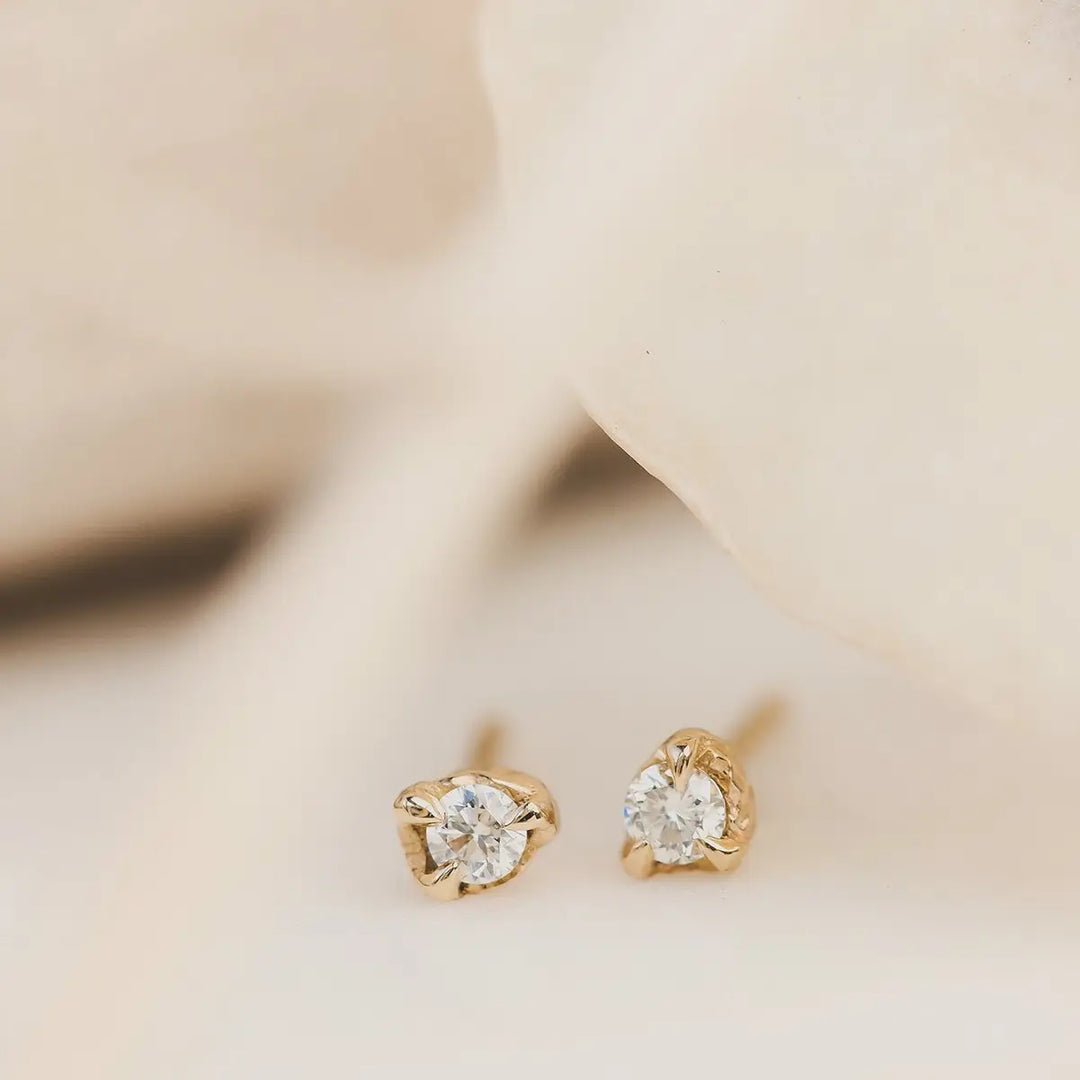 Solid Gold Diamond Earrings Studs