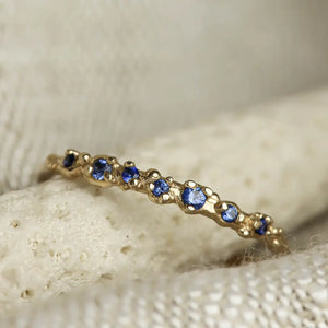 Solid Gold Blue Sapphire Band Ring