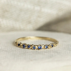 Solid Gold Blue Sapphire Band Ring