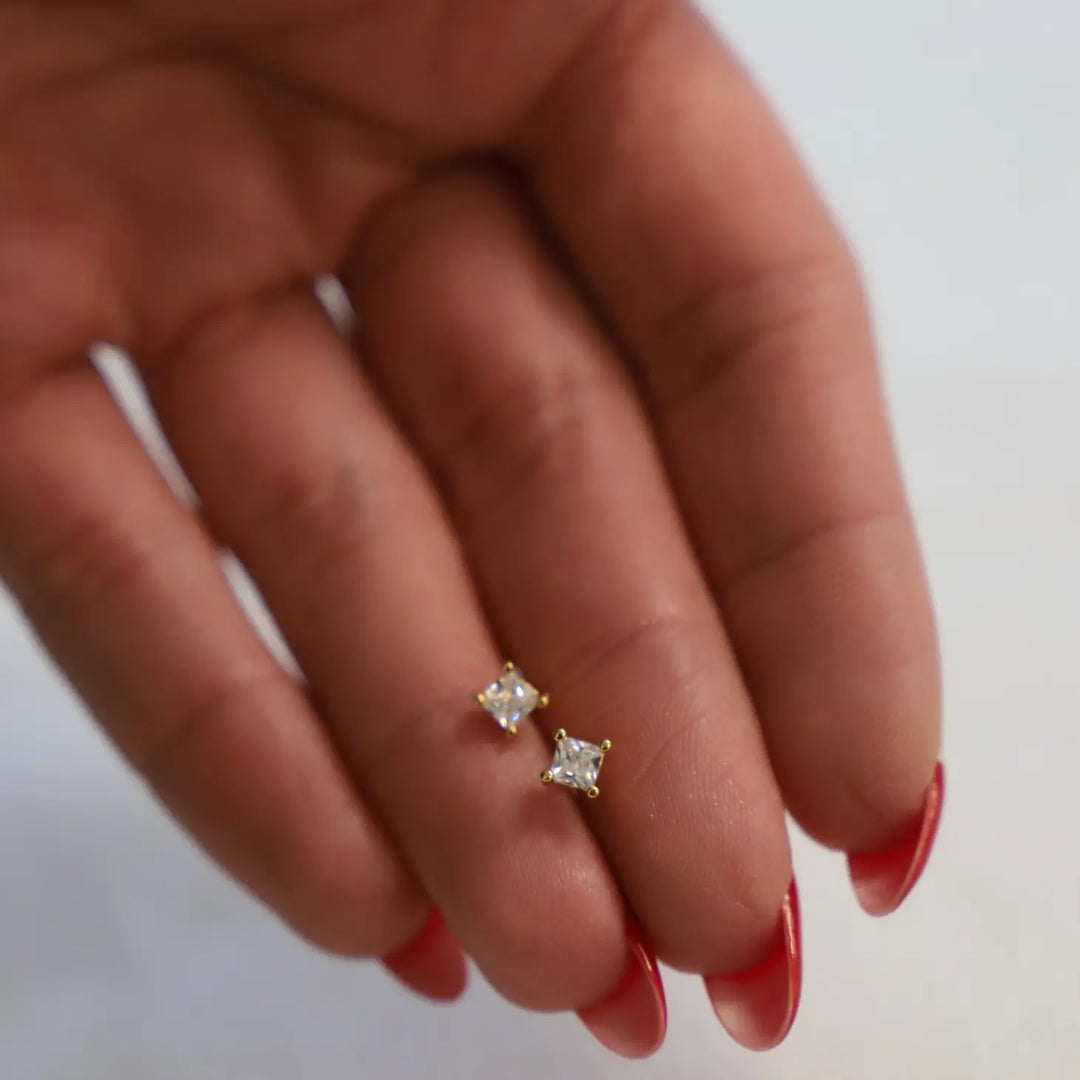 Square Cz Stud