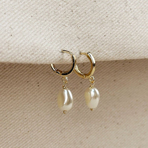 Drop Baroque Pearl Huggie Earrings