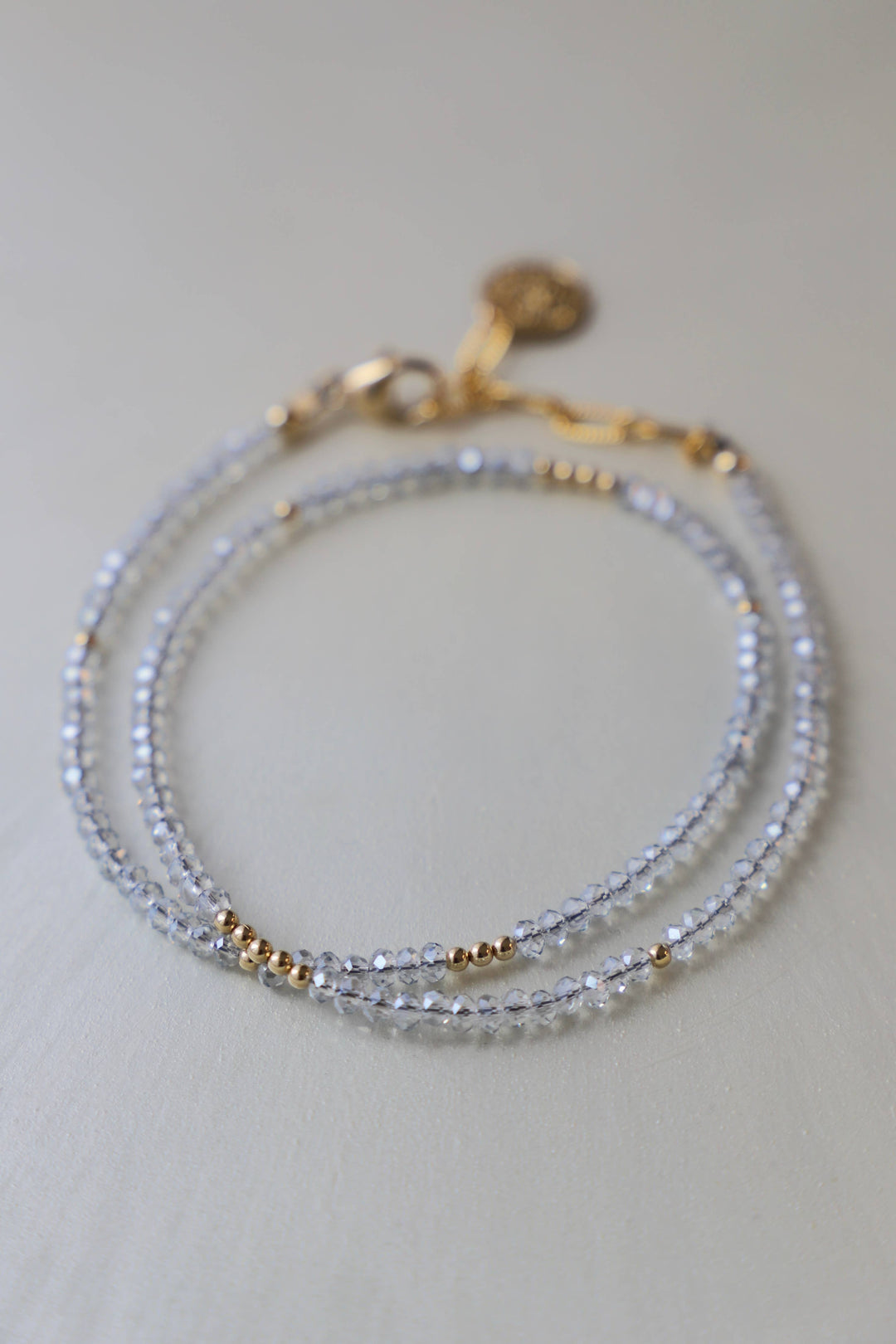 LIGHT BLUE PETITE CRYSTAL DOUBLE WRAP BRACELET