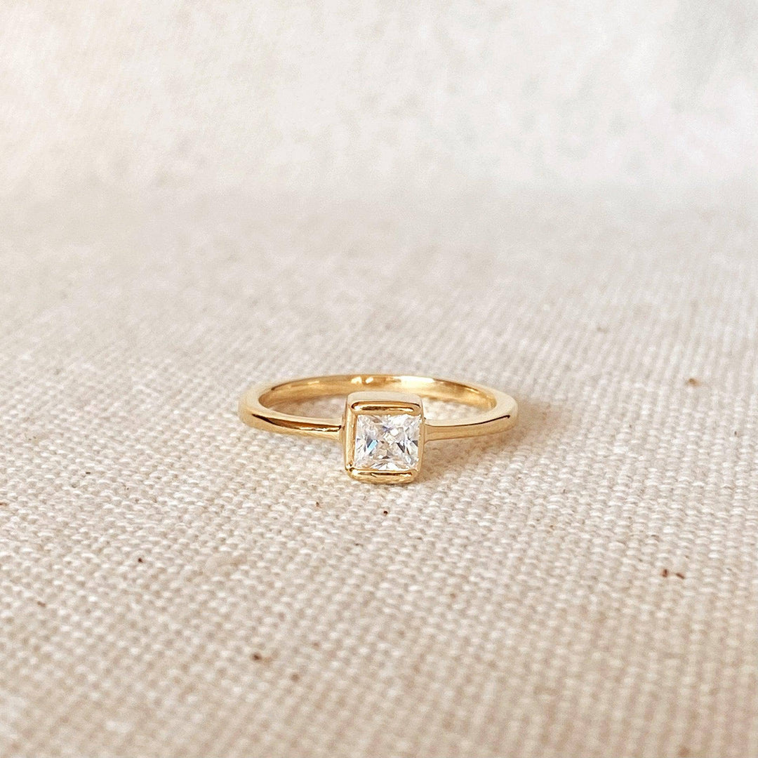 Dainty Square Solitaire Ring