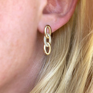 Chain Diamond Gold Link Earrings