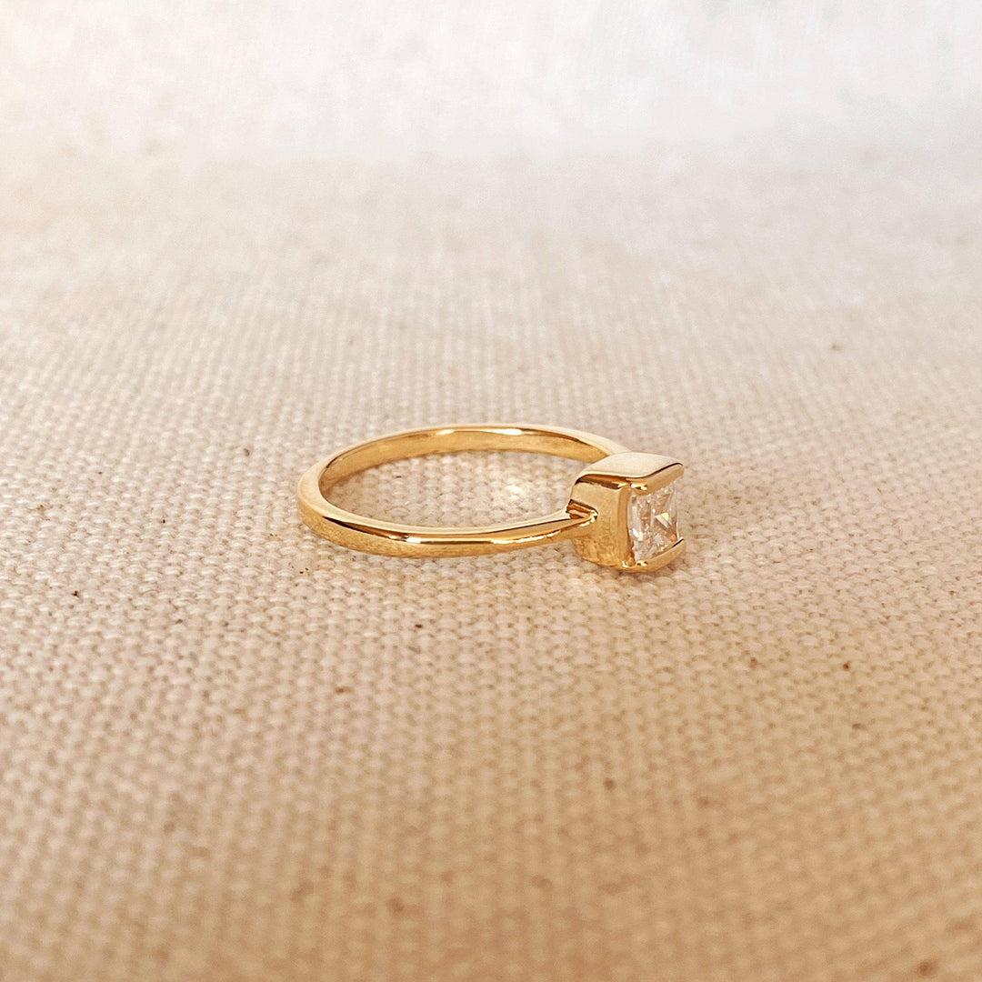 Dainty Square Solitaire Ring