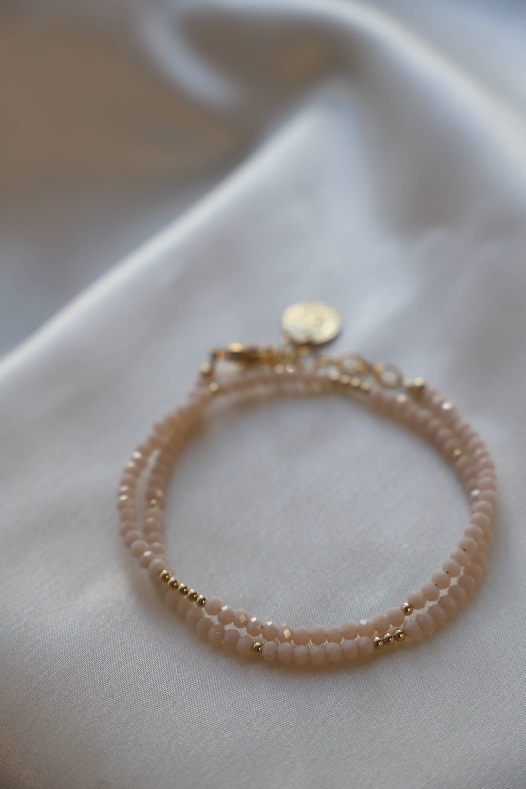 PINK OPAL PETITE CRYSTAL DOUBLE WRAP BRACELET