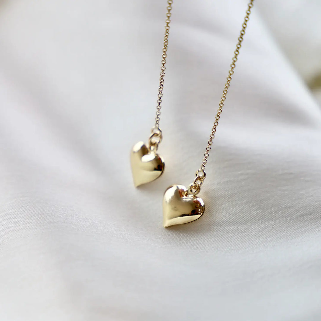 Puff Heart Threader Earrings