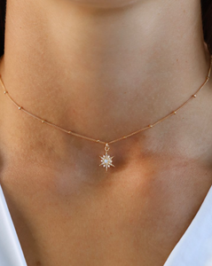 Gold necklace opal gemstone star necklace