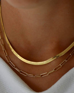 Gold Herringbone Snake Chain Necklace