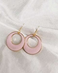 Gold hoop earrings, Pink hoop earrings, women's earrings
