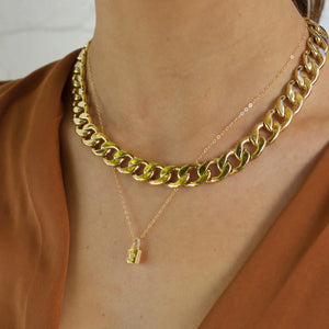 Gold Lock Charm Necklace