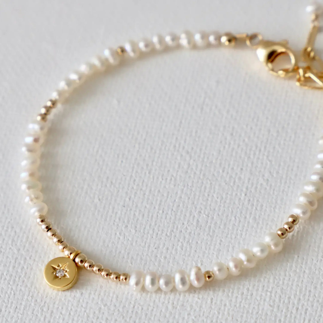 Pearl Beaded Star Medallion Bracelet