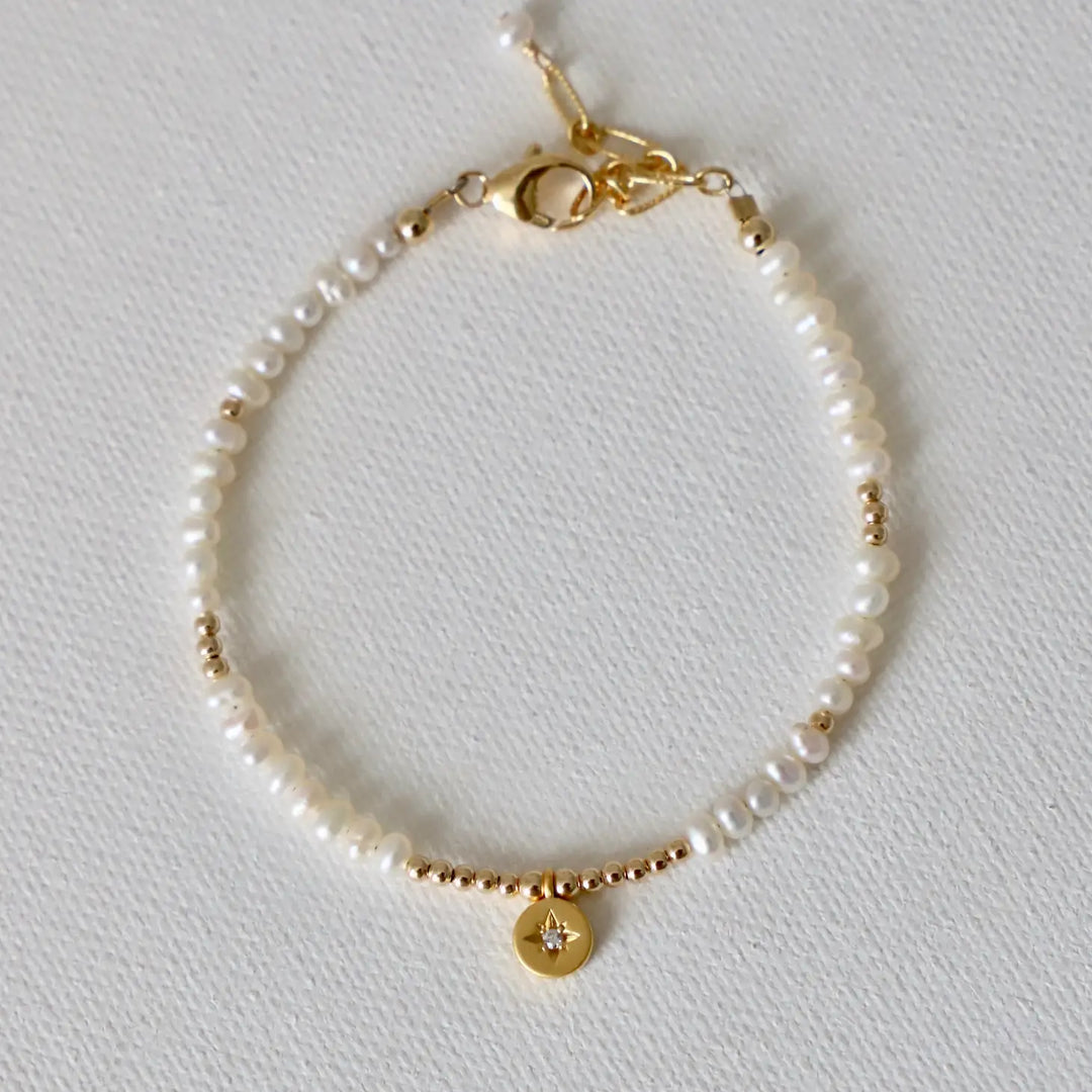 Pearl Beaded Star Medallion Bracelet