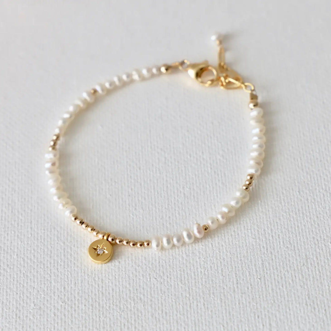 Pearl Beaded Star Medallion Bracelet