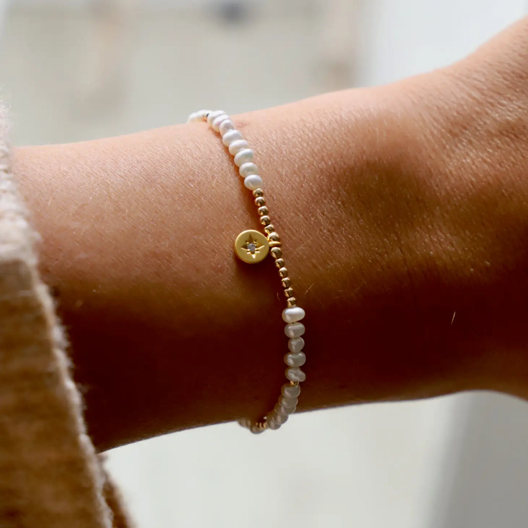 Pearl Beaded Star Medallion Bracelet