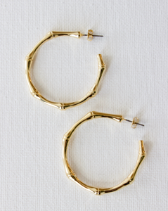 Gold Hoop Earrings, Bamboo Hoop Earrings, Trending Gold Earrings, Trending Jewelry, Women's Jewelry