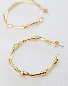Gold Hoop Earrings, Bamboo Hoop Earrings, Trending Gold Earrings, Trending Jewelry, Women's Jewelry