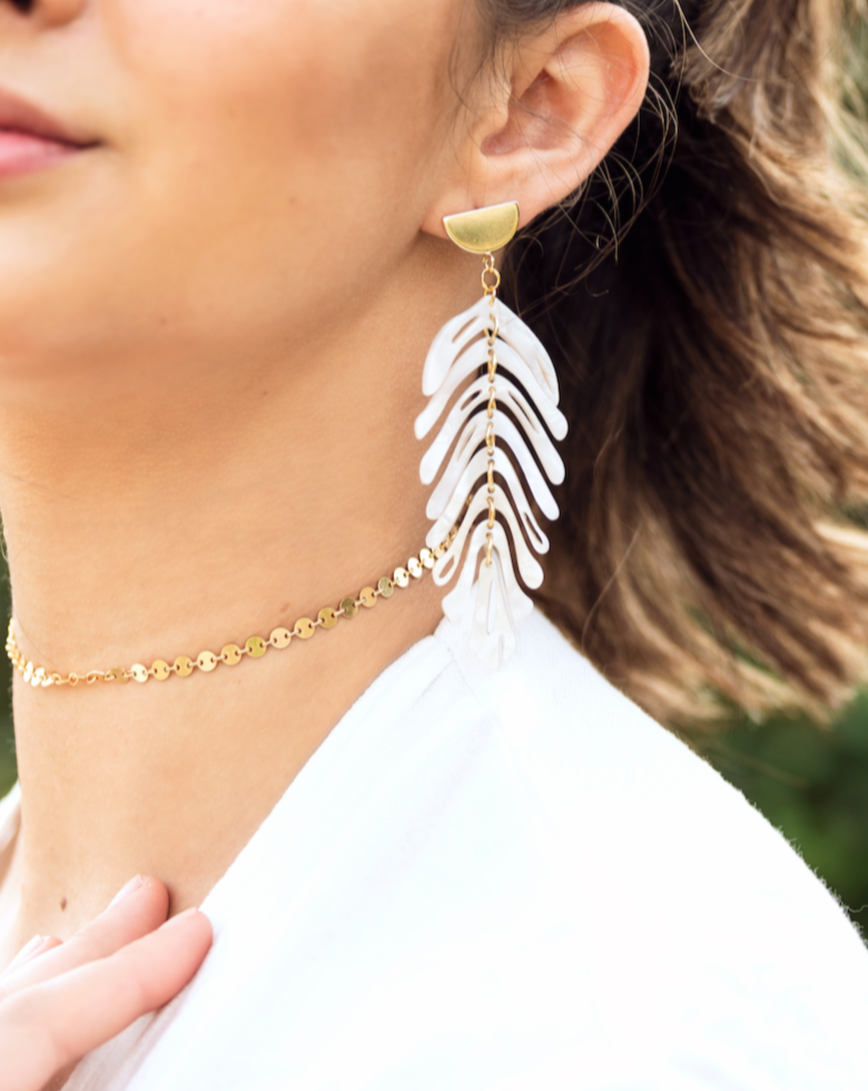 White Pearl drop earrings