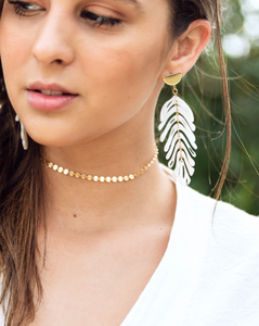 Casa Clara White and Gold Drop Earrings