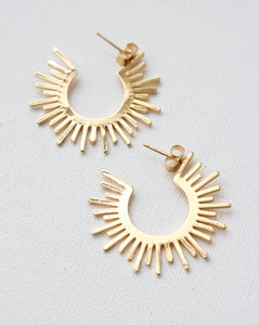 Gold earrings, Women's earrings, Women's jewelry, Sun earrings, Moon earrings
